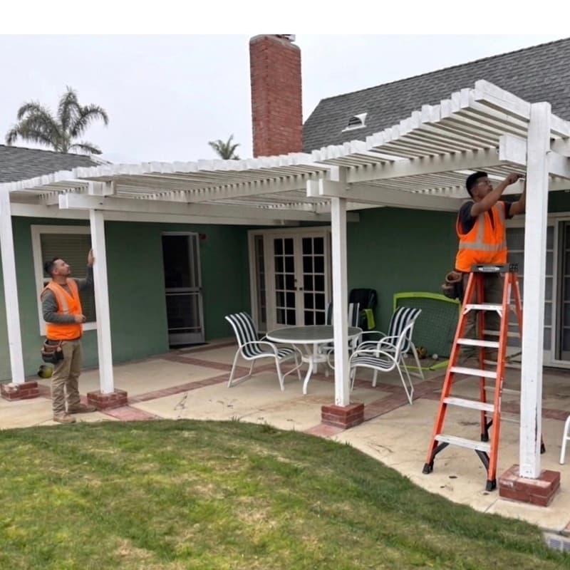 Backyard patio cover demolition at an Orange County home